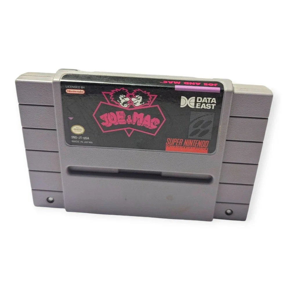 Joe & Mac‎ Super Nintendo SNES Game Cartridge 1991 Data East SNS-JT-USA